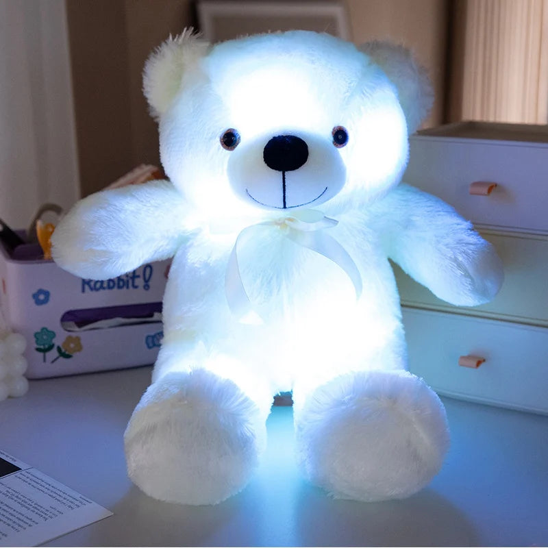 Cute Colorful Glowing Bear Plush Toy Luminous Creative Light Up LED Teddy Bear Xmas Gift Kids Birthday Gift