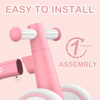 Colorful Lighting Baby Balance Bike, Toys for 1 Year Old Boys Girls, 12-24 Month Toddler Balance Bike with 4 Silence Wheels, Fir