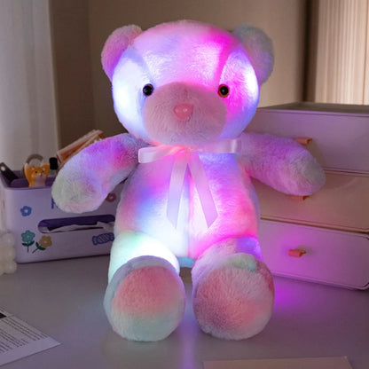 Cute Colorful Glowing Bear Plush Toy Luminous Creative Light Up LED Teddy Bear Xmas Gift Kids Birthday Gift