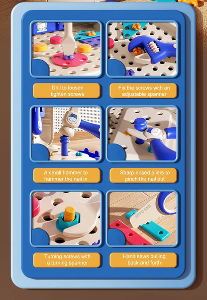 Children's Toolbox Puzzle Assembly Toys Simulation Electric Drill Screw Removal Multi-Functional Education Toys for Boys Girls