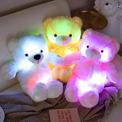 Cute Colorful Glowing Bear Plush Toy Luminous Creative Light Up LED Teddy Bear Xmas Gift Kids Birthday Gift