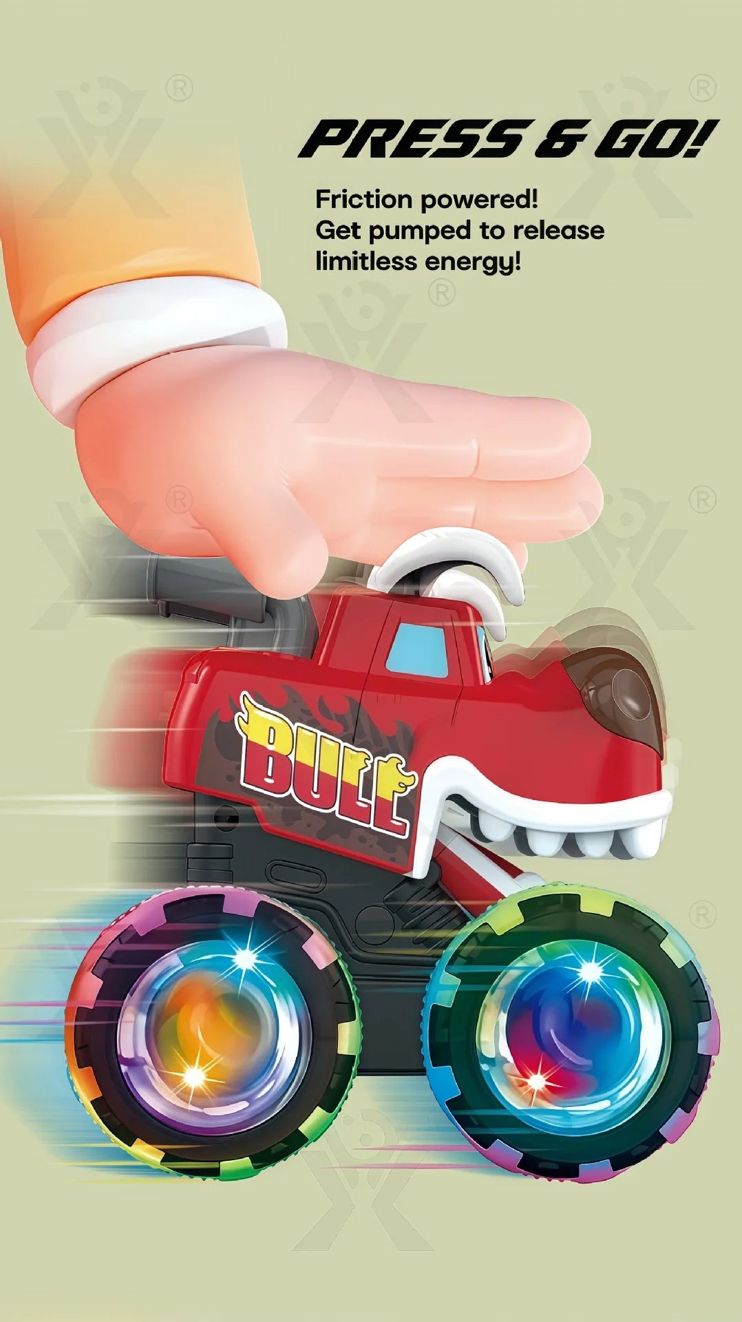 New kid's rC press illuminated toy car Monster Truck Destruction  Inertial sliding light Anti fall and impact resistant kid gift