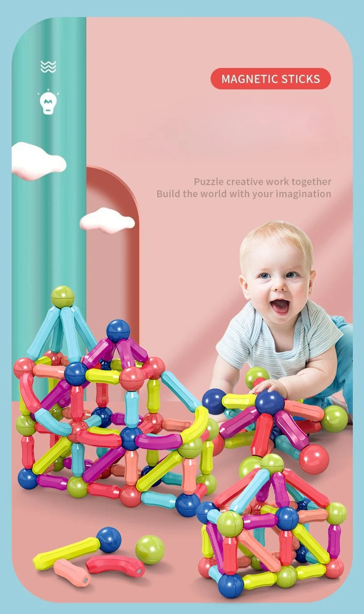 Hundred variations of magnetic rods early education building blocks assembly children's intellectual development assembled toys