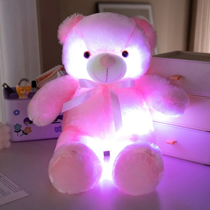 Cute Colorful Glowing Bear Plush Toy Luminous Creative Light Up LED Teddy Bear Xmas Gift Kids Birthday Gift