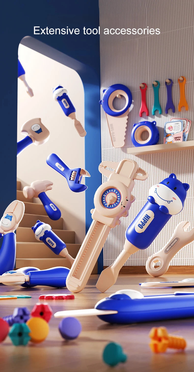 Children's Toolbox Puzzle Assembly Toys Simulation Electric Drill Screw Removal Multi-Functional Education Toys for Boys Girls