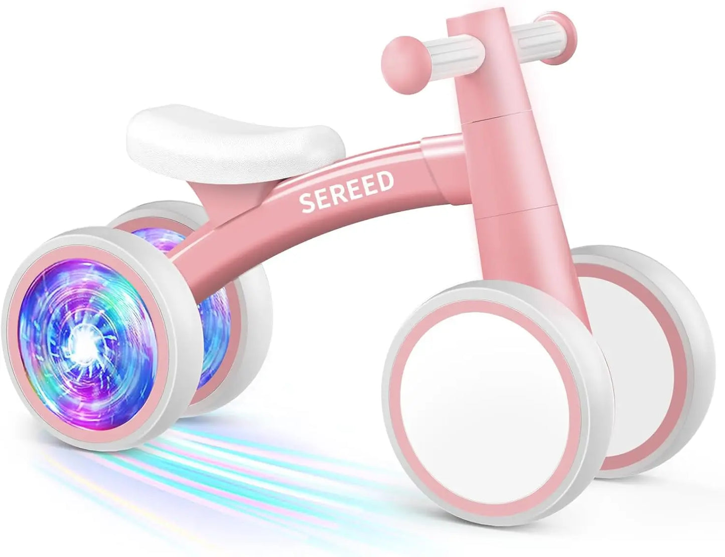 Colorful Lighting Baby Balance Bike, Toys for 1 Year Old Boys Girls, 12-24 Month Toddler Balance Bike with 4 Silence Wheels, Fir