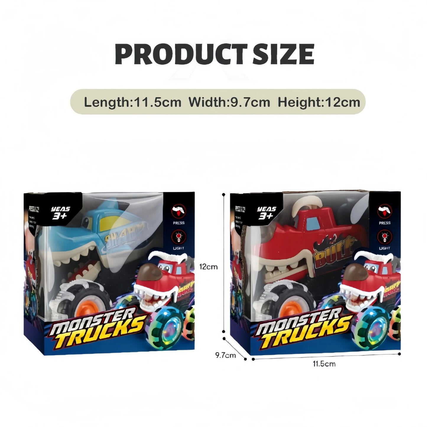 New kid's rC press illuminated toy car Monster Truck Destruction  Inertial sliding light Anti fall and impact resistant kid gift