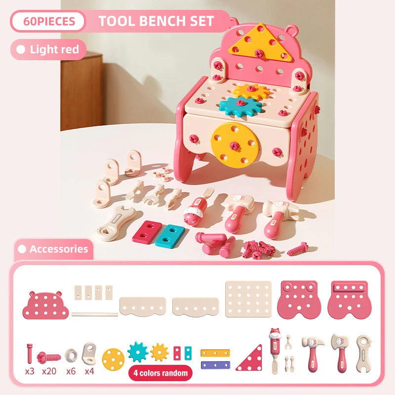 Children's Toolbox Puzzle Assembly Toys Simulation Electric Drill Screw Removal Multi-Functional Education Toys for Boys Girls