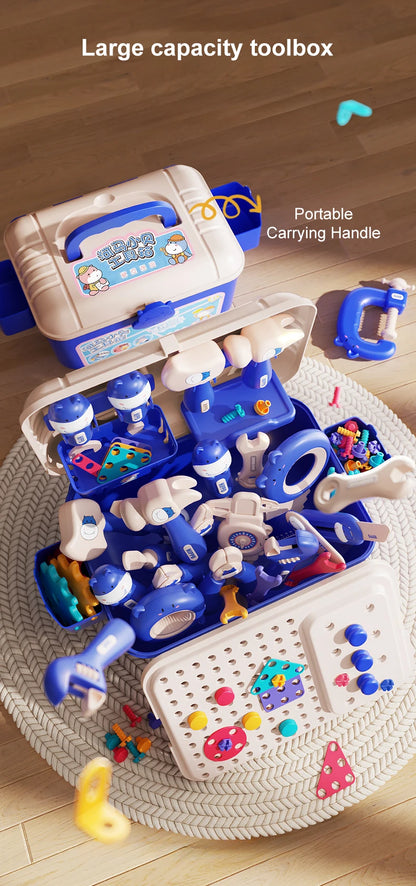 Children's Toolbox Puzzle Assembly Toys Simulation Electric Drill Screw Removal Multi-Functional Education Toys for Boys Girls