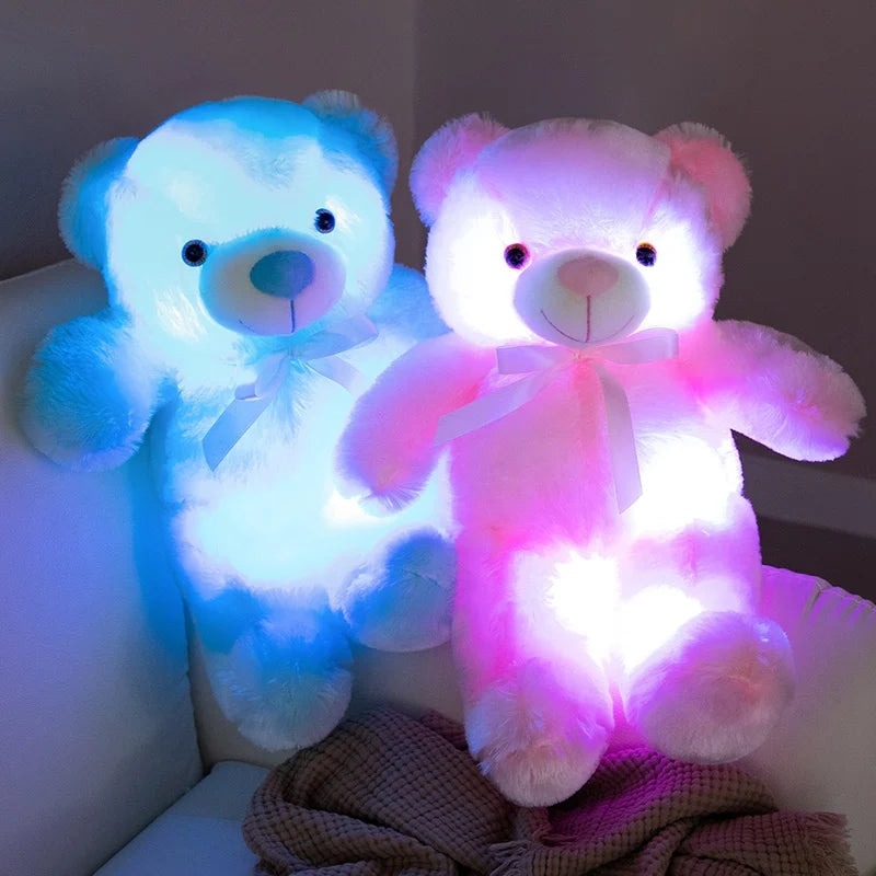Cute Colorful Glowing Bear Plush Toy Luminous Creative Light Up LED Teddy Bear Xmas Gift Kids Birthday Gift
