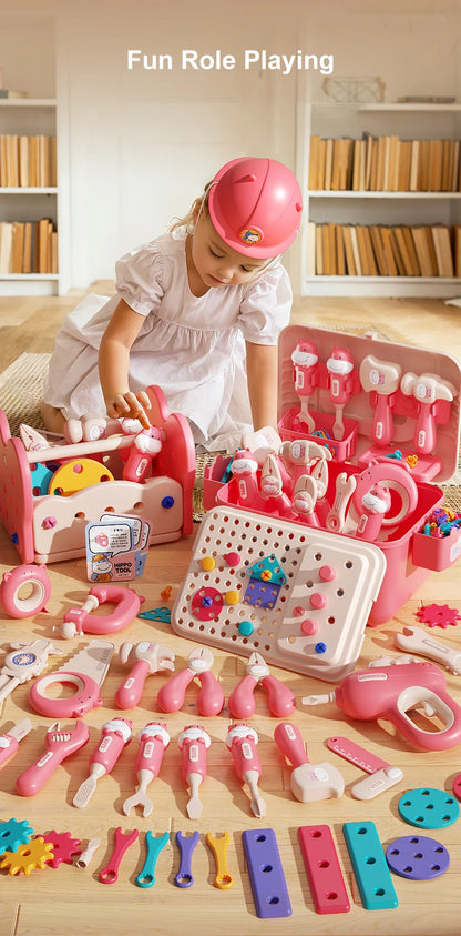 Children's Toolbox Puzzle Assembly Toys Simulation Electric Drill Screw Removal Multi-Functional Education Toys for Boys Girls