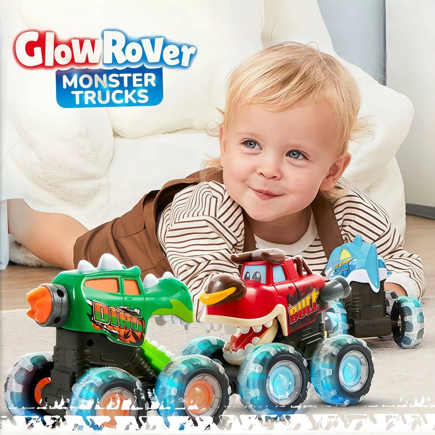 New kid's rC press illuminated toy car Monster Truck Destruction  Inertial sliding light Anti fall and impact resistant kid gift