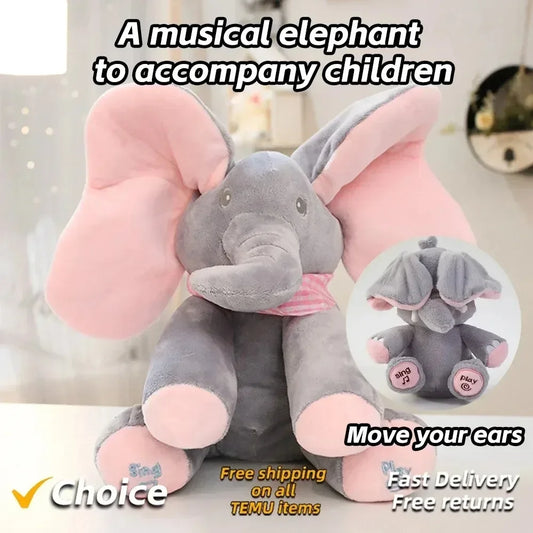 Animated Elephant Toys Plush Singing^ Elephant with Ears Moving Electric Plush Toy Cute Elephant Stuffed Animal Toy for BabyGift