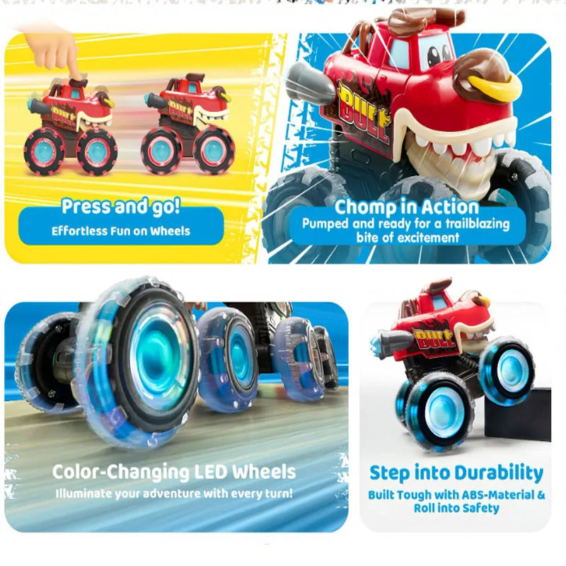 New kid's rC press illuminated toy car Monster Truck Destruction  Inertial sliding light Anti fall and impact resistant kid gift