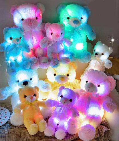 Cute Colorful Glowing Bear Plush Toy Luminous Creative Light Up LED Teddy Bear Xmas Gift Kids Birthday Gift