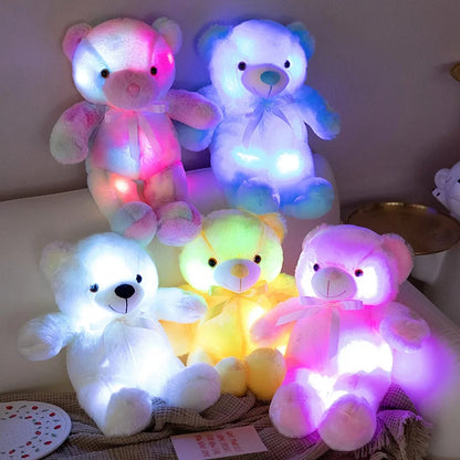 Cute Colorful Glowing Bear Plush Toy Luminous Creative Light Up LED Teddy Bear Xmas Gift Kids Birthday Gift