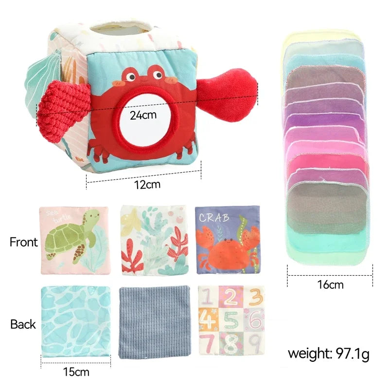 Baby Montessori Toy cotton Magic Tissue Box Finger Exercising Busy Board Game Educational Toy Soft Rattle Game Cloth Book Gift