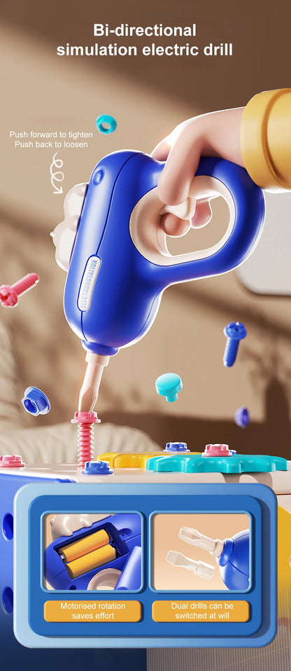 Children's Toolbox Puzzle Assembly Toys Simulation Electric Drill Screw Removal Multi-Functional Education Toys for Boys Girls