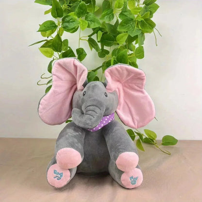 Animated Elephant Toys Plush Singing^ Elephant with Ears Moving Electric Plush Toy Cute Elephant Stuffed Animal Toy for BabyGift