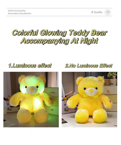 Cute Colorful Glowing Bear Plush Toy Luminous Creative Light Up LED Teddy Bear Xmas Gift Kids Birthday Gift