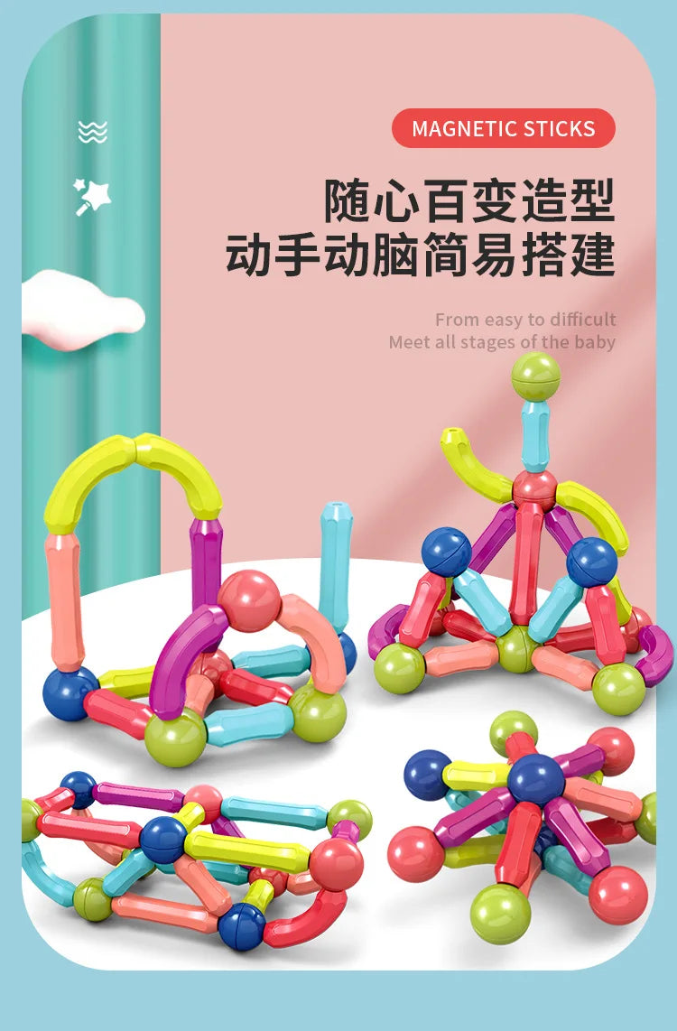 Hundred variations of magnetic rods early education building blocks assembly children's intellectual development assembled toys