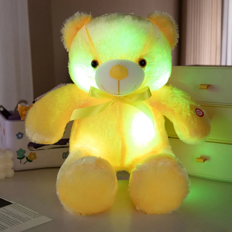 Cute Colorful Glowing Bear Plush Toy Luminous Creative Light Up LED Teddy Bear Xmas Gift Kids Birthday Gift