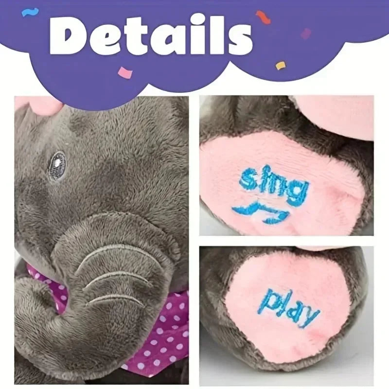 Animated Elephant Toys Plush Singing^ Elephant with Ears Moving Electric Plush Toy Cute Elephant Stuffed Animal Toy for BabyGift
