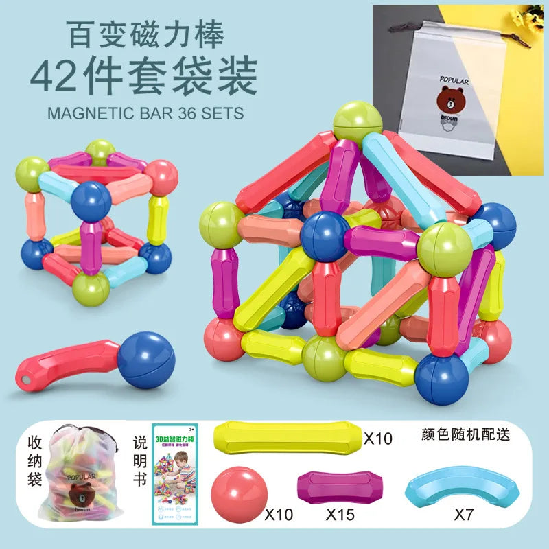 Hundred variations of magnetic rods early education building blocks assembly children's intellectual development assembled toys