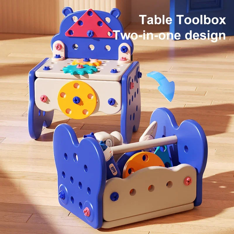 Children's Toolbox Puzzle Assembly Toys Simulation Electric Drill Screw Removal Multi-Functional Education Toys for Boys Girls