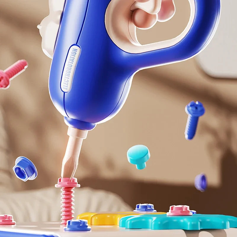 Children's Toolbox Puzzle Assembly Toys Simulation Electric Drill Screw Removal Multi-Functional Education Toys for Boys Girls