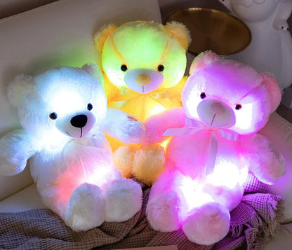 Cute Colorful Glowing Bear Plush Toy Luminous Creative Light Up LED Teddy Bear Xmas Gift Kids Birthday Gift