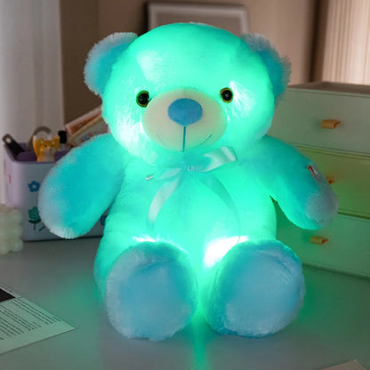 Cute Colorful Glowing Bear Plush Toy Luminous Creative Light Up LED Teddy Bear Xmas Gift Kids Birthday Gift