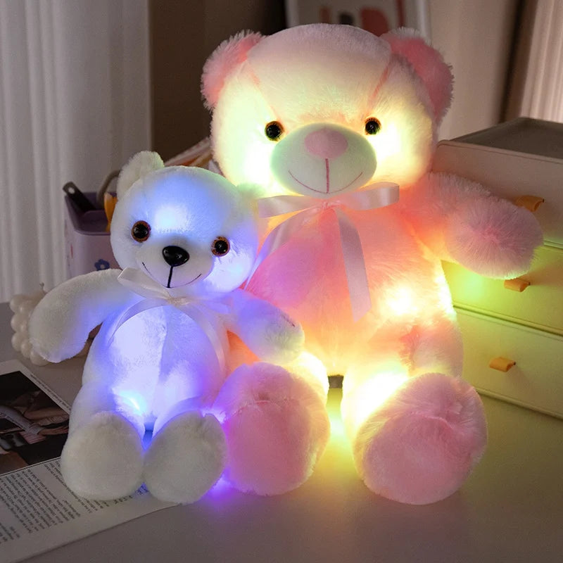 Cute Colorful Glowing Bear Plush Toy Luminous Creative Light Up LED Teddy Bear Xmas Gift Kids Birthday Gift